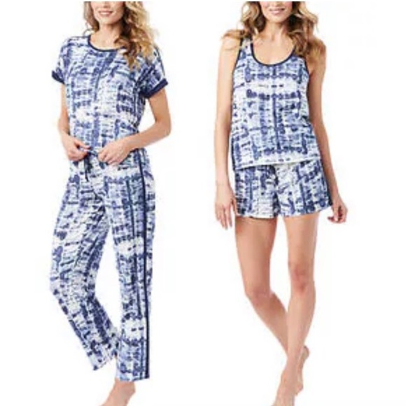 Lucky Brand Ladies' Blue (Winter Tie Dye) 4-Piece Pajama Set NWT - Picture 1 of 8